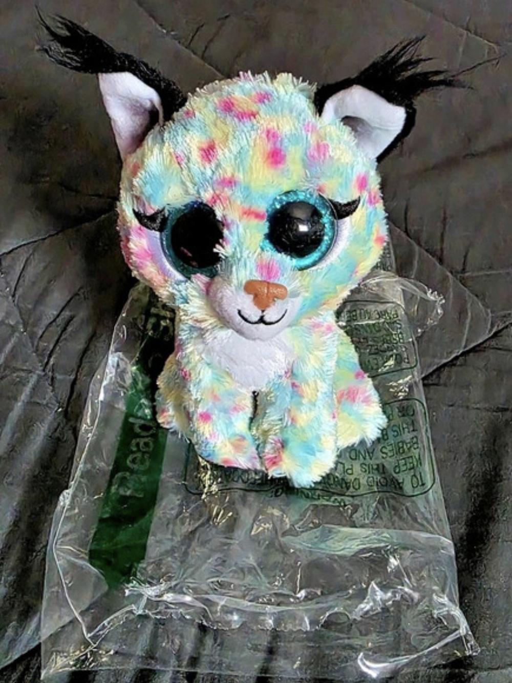 Ty Lynx the Multi-Color Bobcat Plush Blue & Pink No Tag
